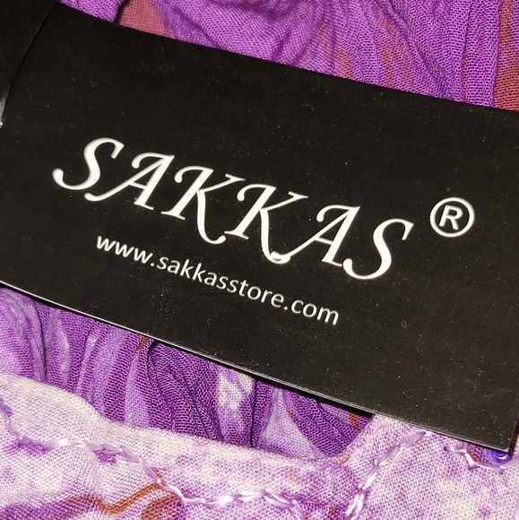 NWT Sakkas Mira Tie Dye Cap Sleeve Relaxed Fit Embellished Tunic Top Size OS - Picture 6 of 7